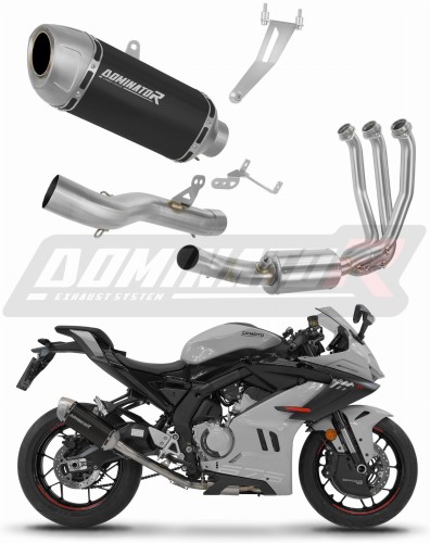 kompletny układ wydechowy z tłumikiem DOMINATOR Full System S6 CZARNY pasujący do motocykla CF MOTO 675 SR-R 2024 - 2026